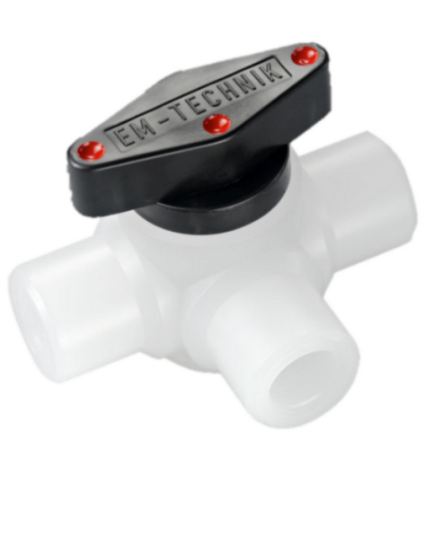 Ball valve (Series 6L), 3-way, horizontal, with T-bore
